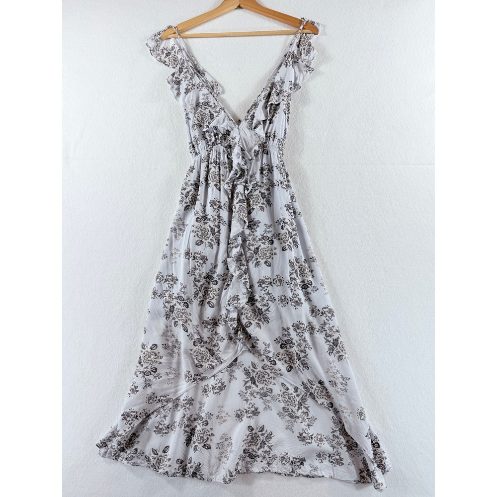 Love + Harmony Floral Maxi Dress Womens Small Grey‎ Ruffle Cottagecore Boho